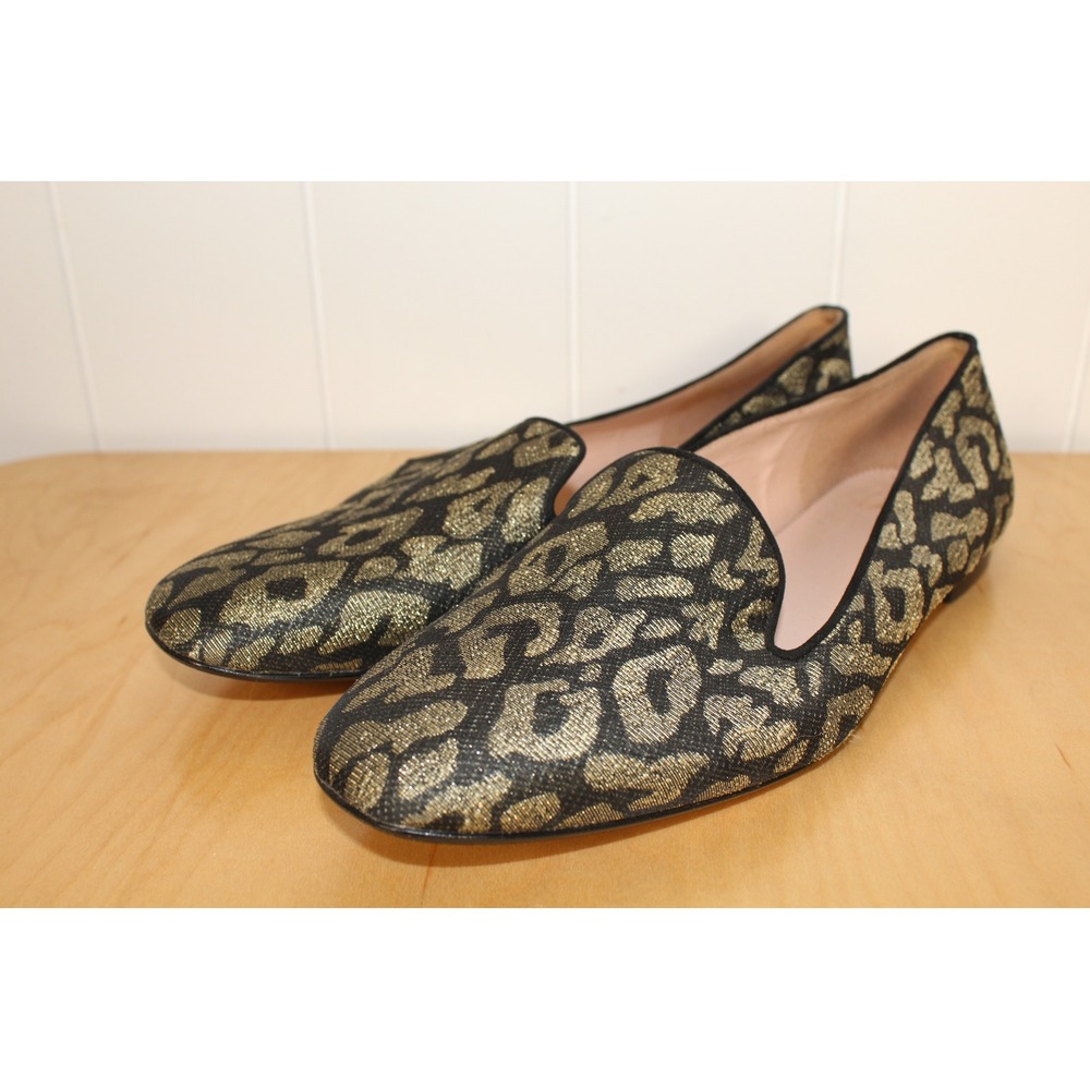 J.Crew Metallic Leopard Jacquard Flats Smoking Loafers Black Womens 9 - Picture 6 of 8